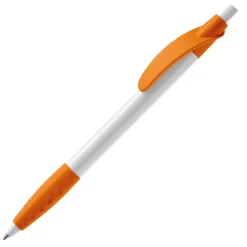 Gift Campaign Penna bianca con clip e impugnatura in gomma colorati e inchiostro blu></noscript> Penne Di Plastica