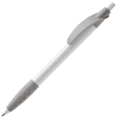 Gift Campaign Penna bianca con clip e impugnatura in gomma colorati e inchiostro blu></noscript> Penne Di Plastica