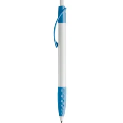 Gift Campaign Penna bianca con clip e impugnatura in gomma colorati e inchiostro blu></noscript> Penne Di Plastica