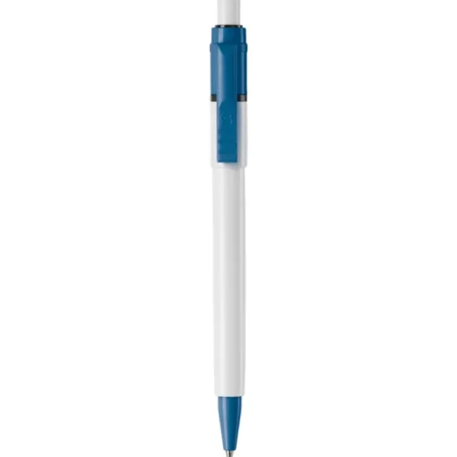 Gift Campaign Penna bianca con clip e punta colorati e inchiostro blu ricaricabile> Penne Di Plastica