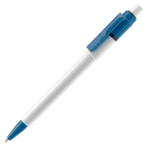 Gift Campaign Penna bianca con clip e punta colorati e inchiostro blu ricaricabile> Penne Di Plastica