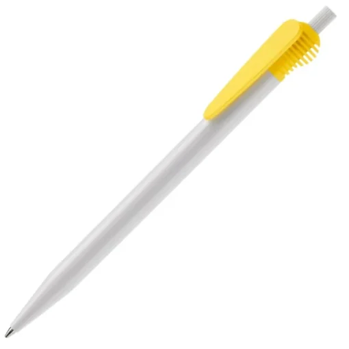 Gift Campaign Penna bianca in plastica con originale clip colorata e inchiostro blu> Penne Di Plastica