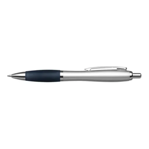 Gift Campaign Penna biro argentata con impugnatura in gomma colorata inchiostro blu> Penne Ecologiche|Penne Di Plastica