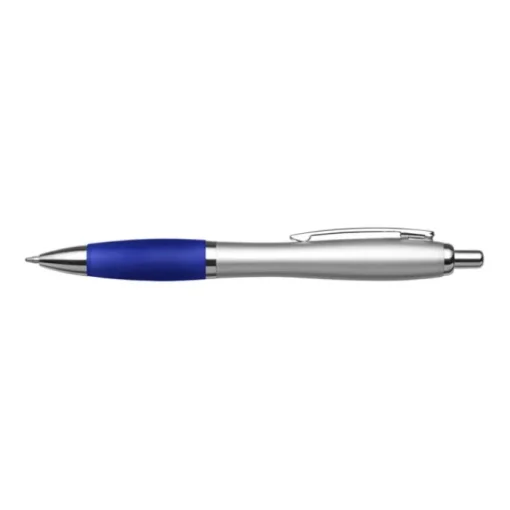Gift Campaign Penna biro argentata con impugnatura in gomma colorata inchiostro blu> Penne Ecologiche|Penne Di Plastica