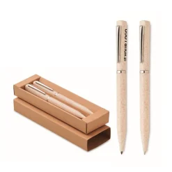 Gift Campaign Penna blu e penna in grafite senza inchiostro in paglia di grano e ABS></noscript> Penne Ecologiche