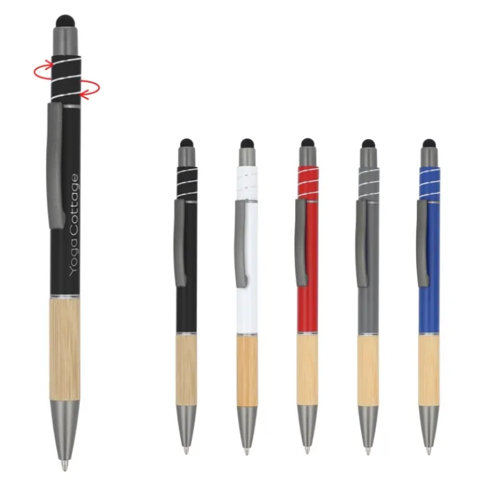 Gift Campaign Penna con dettaglio in bambù e spinner antistress inchiostro blu> Penne Ecologiche