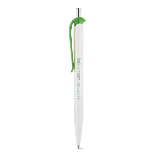 Gift Campaign Penna di plastica bianca con clip in vari colori e inchiostro blu> Penne Di Plastica