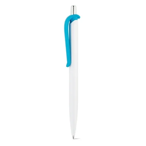 Gift Campaign Penna di plastica bianca con clip in vari colori e inchiostro blu> Penne Di Plastica