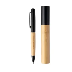 Gift Campaign Penna in acciaio inox con impugnatura in bambù e inchiostro blu></noscript> Penne In Metallo