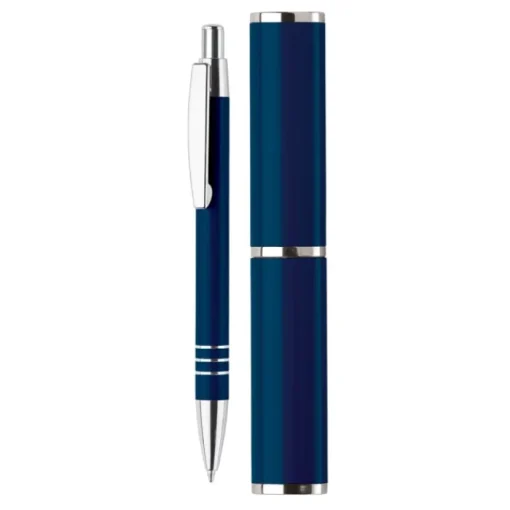 Gift Campaign Penna in alluminio con astuccio cilindrico abbinato inchiostro blu> Penne In Metallo