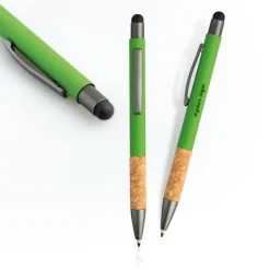 Gift Campaign Penna in alluminio e sughero con finitura in gomma e inchiostro blu></noscript> Penne Ecologiche