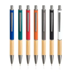 Gift Campaign Penna in alluminio riciclato con impugnatura in bambù inchiostro blu><noscript><img width=