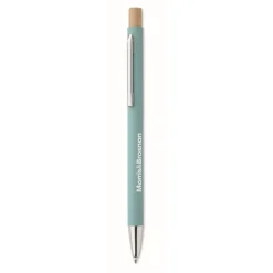 Gift Campaign Penna in alluminio riciclato con pulsante in bambù e inchiostro blu></noscript> Penne Ecologiche|Penne In Metallo