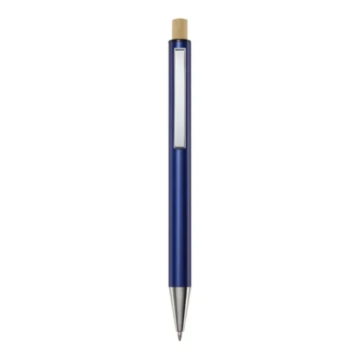 Gift Campaign Penna in alluminio riciclato con pulsante di bambù e inchiostro blu> Penne Ecologiche|Penne In Metallo