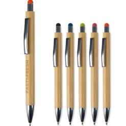 Gift Campaign Penna in bambù con gommino touch colorato e inchiostro blu></noscript> Penne Touch