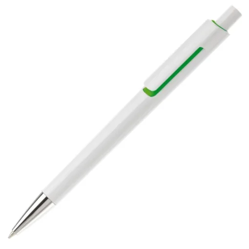 Gift Campaign Penna in plastica bianca con colore sotto la clip e inchiostro blu> Penne Di Plastica
