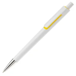 Gift Campaign Penna in plastica bianca con colore sotto la clip e inchiostro blu></noscript> Penne Di Plastica