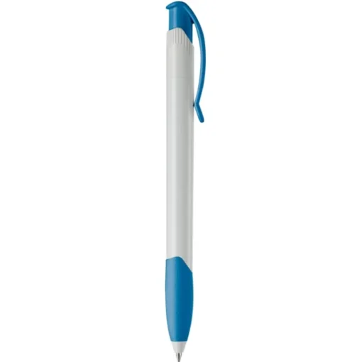 Gift Campaign Penna in plastica bianca con clip ad arco colorata e inchiostro blu> Penne Di Plastica