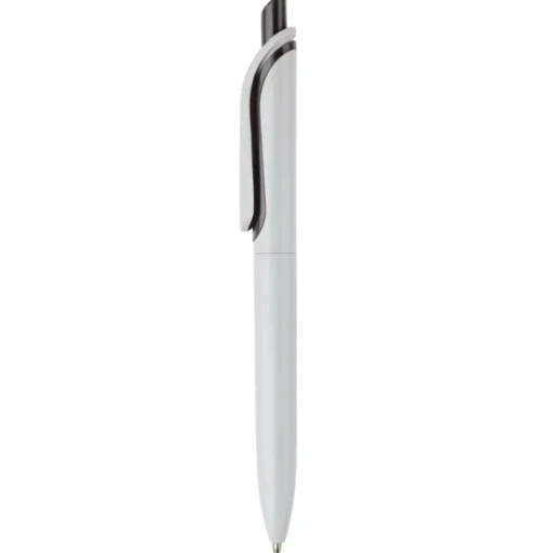 Gift Campaign Penna in plastica bianca con pulsante in colori vivaci fatta in EU> Penne Di Plastica