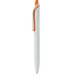 Gift Campaign Penna in plastica bianca con pulsante in colori vivaci fatta in EU></noscript> Penne Di Plastica