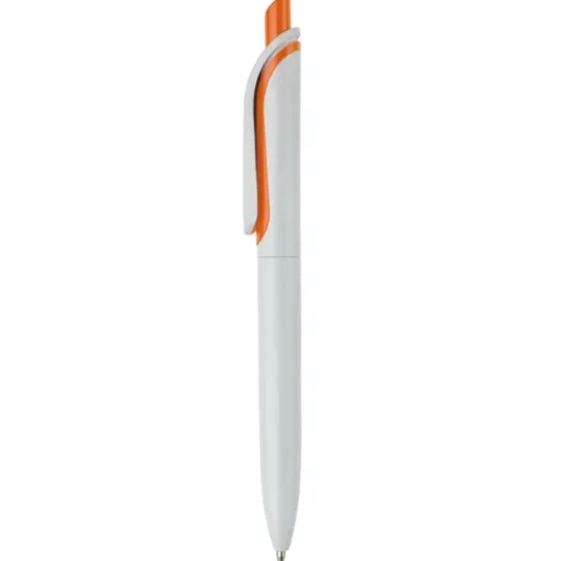 Gift Campaign Penna in plastica bianca con pulsante in colori vivaci fatta in EU> Penne Di Plastica