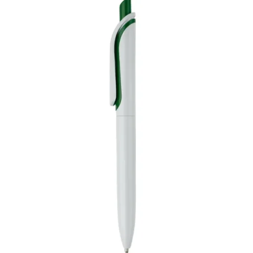 Gift Campaign Penna in plastica bianca con pulsante in colori vivaci fatta in EU> Penne Di Plastica