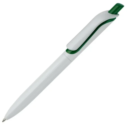 Gift Campaign Penna in plastica bianca con pulsante in colori vivaci fatta in EU> Penne Di Plastica