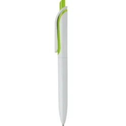 Gift Campaign Penna in plastica bianca con pulsante in colori vivaci fatta in EU></noscript> Penne Di Plastica