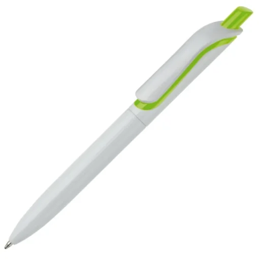 Gift Campaign Penna in plastica bianca con pulsante in colori vivaci fatta in EU> Penne Di Plastica