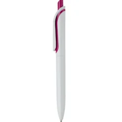 Gift Campaign Penna in plastica bianca con pulsante in colori vivaci fatta in EU></noscript> Penne Di Plastica