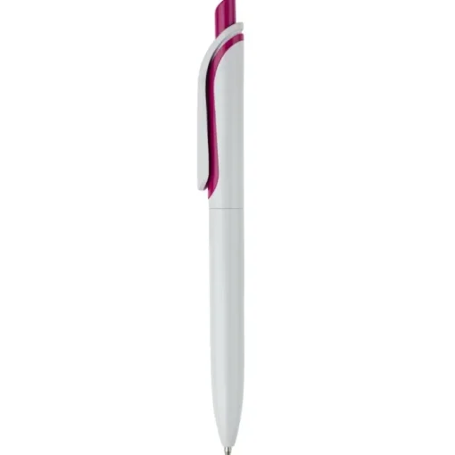 Gift Campaign Penna in plastica bianca con pulsante in colori vivaci fatta in EU> Penne Di Plastica
