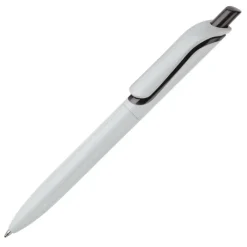 Gift Campaign Penna in plastica bianca con pulsante in colori vivaci fatta in EU></noscript> Penne Di Plastica