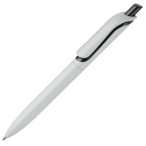 Gift Campaign Penna in plastica bianca con pulsante in colori vivaci fatta in EU> Penne Di Plastica
