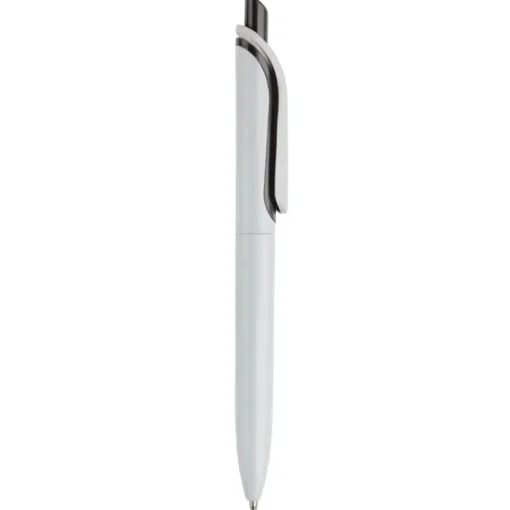 Gift Campaign Penna in plastica bianca con pulsante in colori vivaci fatta in EU> Penne Di Plastica