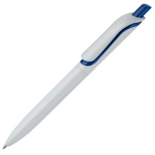 Gift Campaign Penna in plastica bianca con pulsante in colori vivaci fatta in EU> Penne Di Plastica