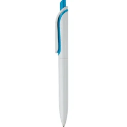 Gift Campaign Penna in plastica bianca con pulsante in colori vivaci fatta in EU></noscript> Penne Di Plastica