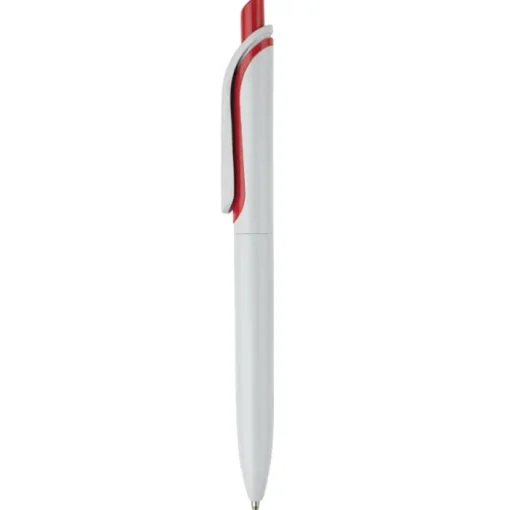 Gift Campaign Penna in plastica bianca con pulsante in colori vivaci fatta in EU> Penne Di Plastica