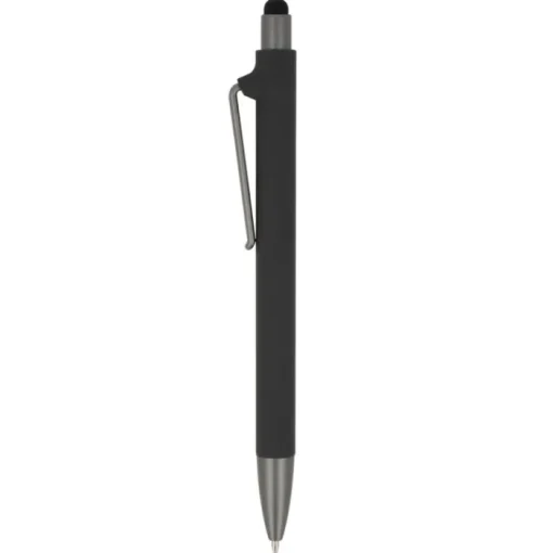 Gift Campaign Penna in plastica riciclata con gommino touch nero e inchiostro blu> Penne Ecologiche|Penne Di Plastica
