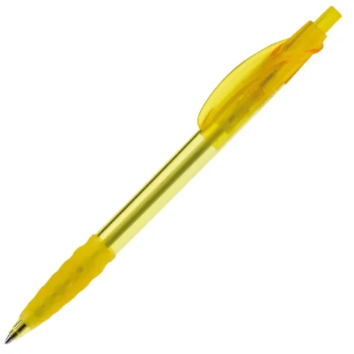 Gift Campaign Penna in plastica trasparente con impugnatura in gomma inchiostro blu> Penne Di Plastica