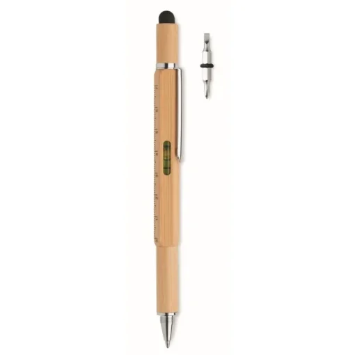 Gift Campaign Penna personalizzata a sfera in bambù multifunzione refill blu Tool> Altri Attrezzi