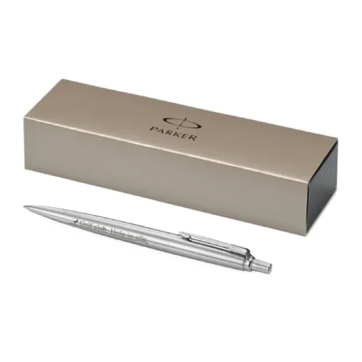 Gift Campaign Penna promozionale con inchiostro blu Parker Jotter Inox> Penne In Metallo
