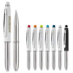 Gift Campaign Penna touch cromata con cappuccio, luce a LED e inchiostro blu></noscript> Penne In Metallo