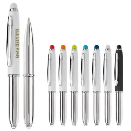 Gift Campaign Penna touch cromata con cappuccio, luce a LED e inchiostro blu> Penne In Metallo