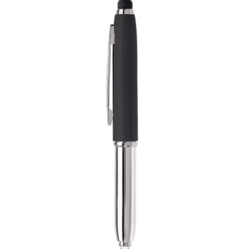Gift Campaign Penna touch cromata con cappuccio, luce a LED e inchiostro blu> Penne In Metallo
