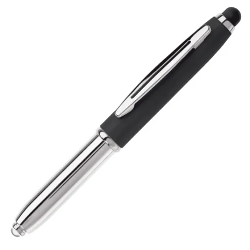 Gift Campaign Penna touch cromata con cappuccio, luce a LED e inchiostro blu> Penne In Metallo