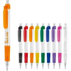 Gift Campaign Penna trasparente realizzata con una bioplastica e inchiostro blu></noscript> Penne Ecologiche|Penne Di Plastica