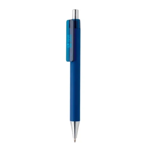 Gift Campaign Penne con logo con punta cromata inchiostro blu Dokumental® X8 Soft> Penne Di Plastica