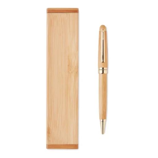 Gift Campaign Penne in con logo con astuccio inchiostro blu Berna Bamboo> Penne Ecologiche