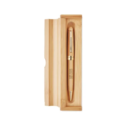 Gift Campaign Penne in con logo con astuccio inchiostro blu Berna Bamboo> Penne Ecologiche