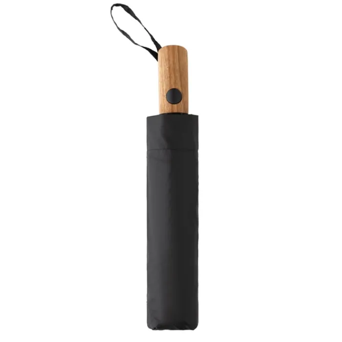 Gift Campaign Piccolo ombrello automatico in rPET con manico in legno Ø97> Ombrelli Pieghevoli